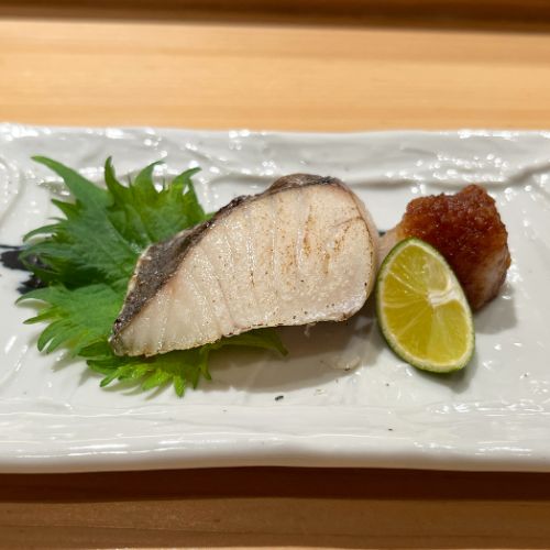 A collar of grilled Japanese amberjack